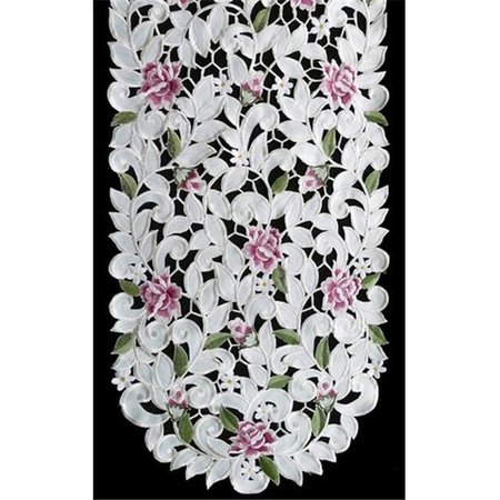 SINOBRITE Sinobrite H7662-RS Purple Cottage Rose Oval Runner; 16 x 54 in. H7662/RS(16x54)